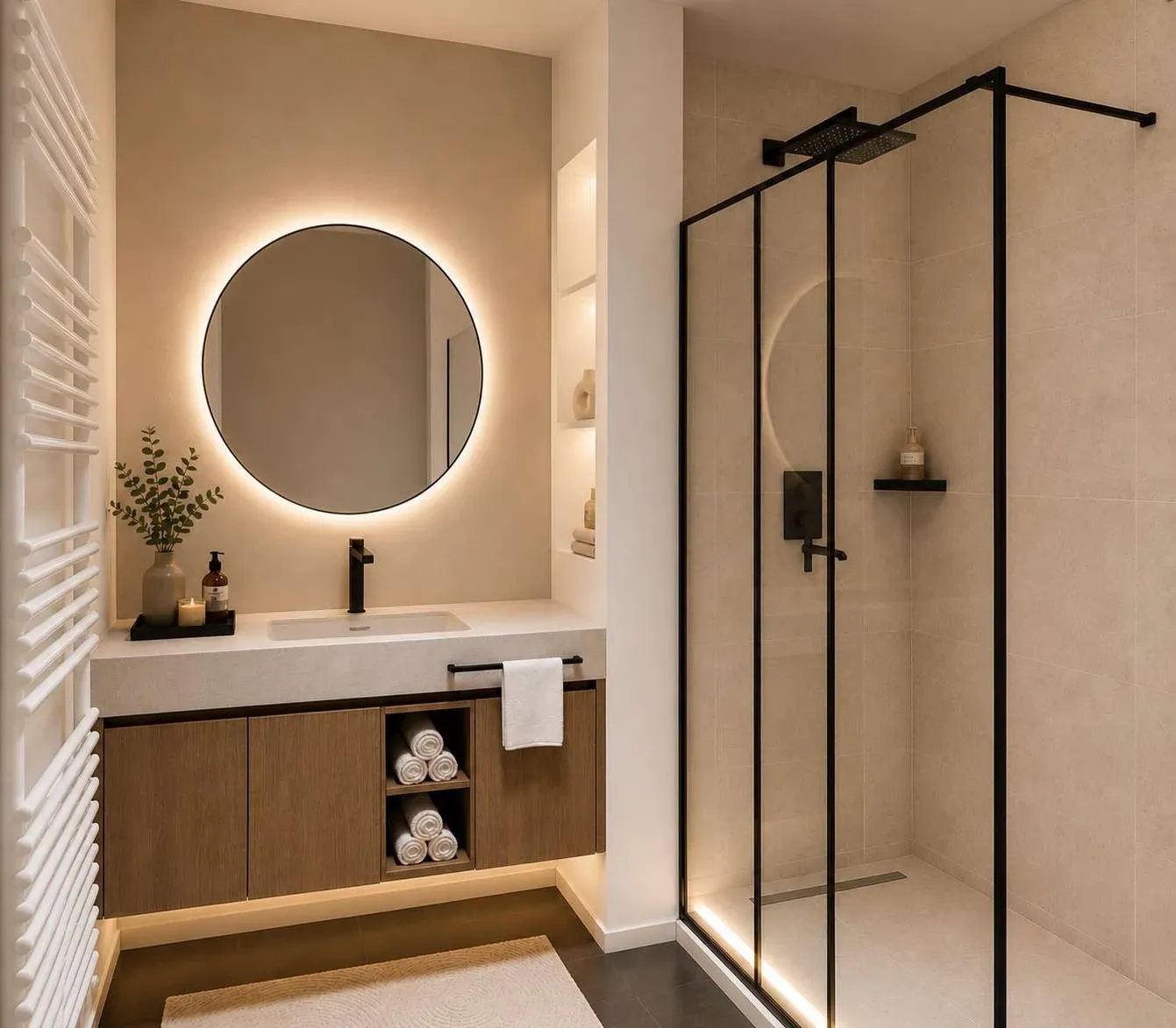 Salle de bain de la suite parentale, vue 2 - aménagement intérieur à Saint-Étienne-du-Rouvray